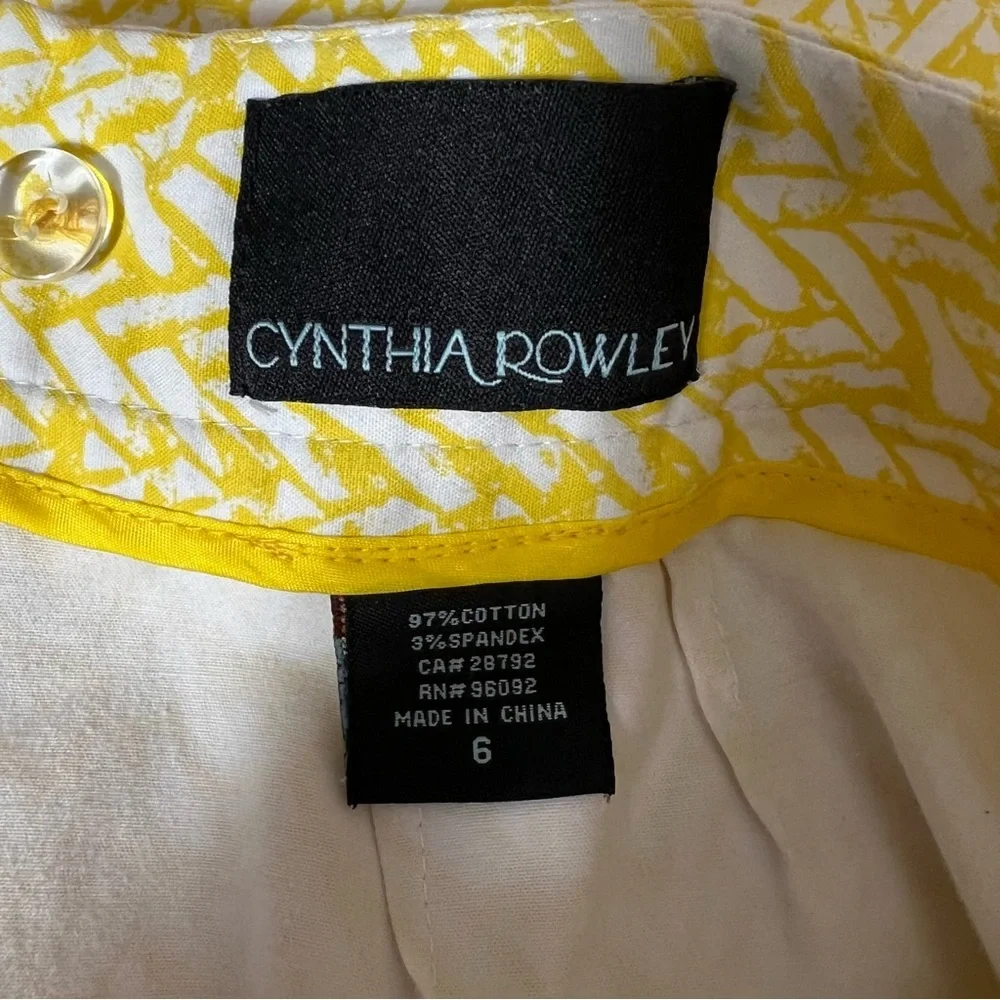 Cynthia Rowley Yellow White Print Skirt | Size 6‎ | Cotton Blend